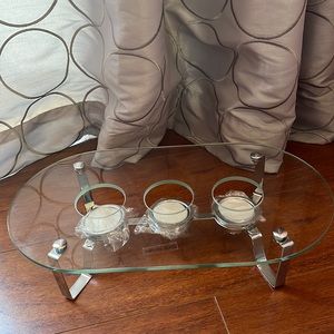 Genevieve Lethu glass silver elegant candle heated platter